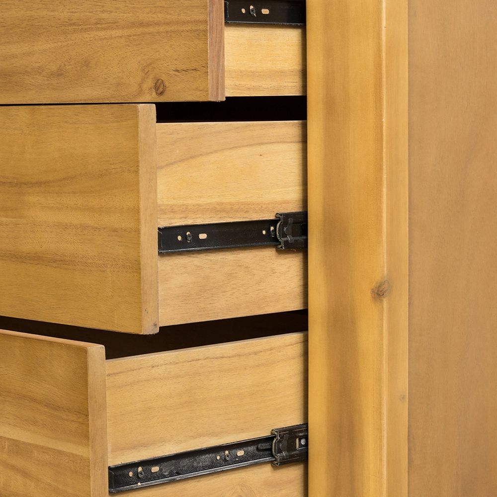 Natural Wood 5 Drawer Dresser with Ample Storage - Brown