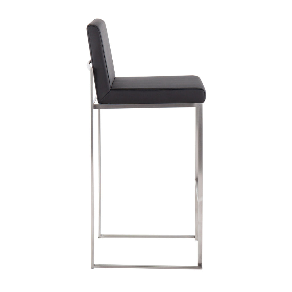 Contemporary High Back Barstool Set with Upholstered Seat – Multiple Colors