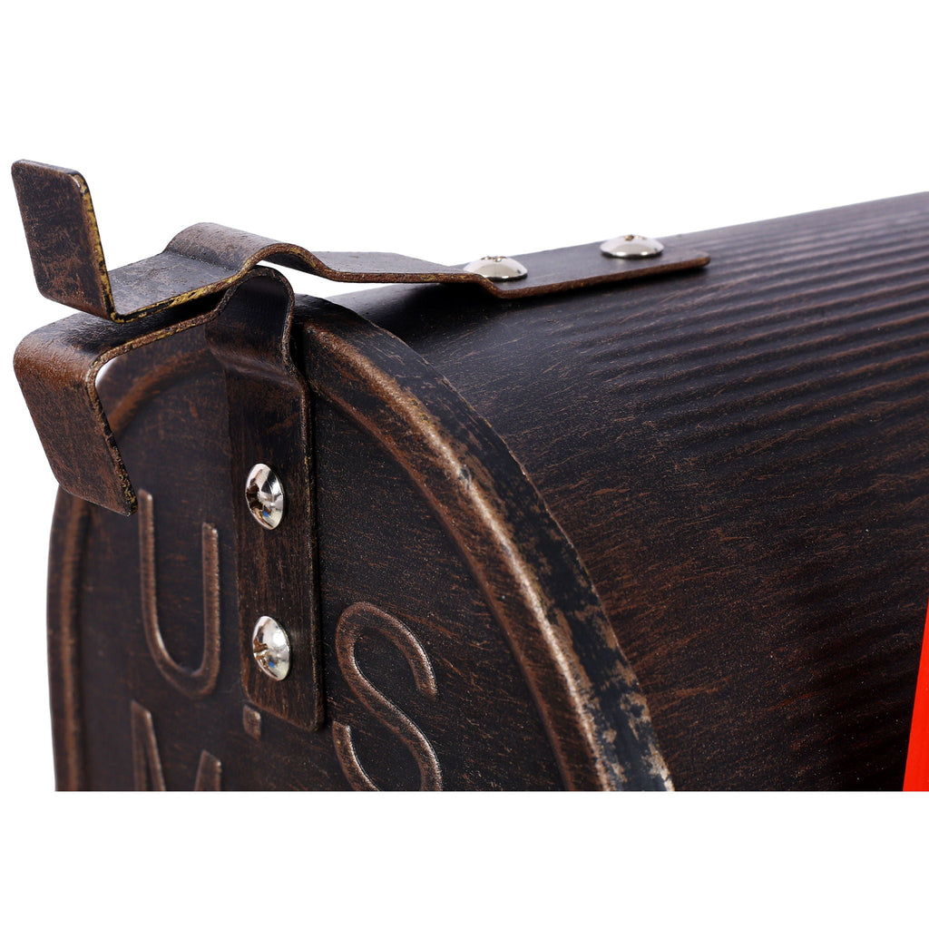 Heavy Duty Cast Aluminum Mailbox with Solar Light - Brown