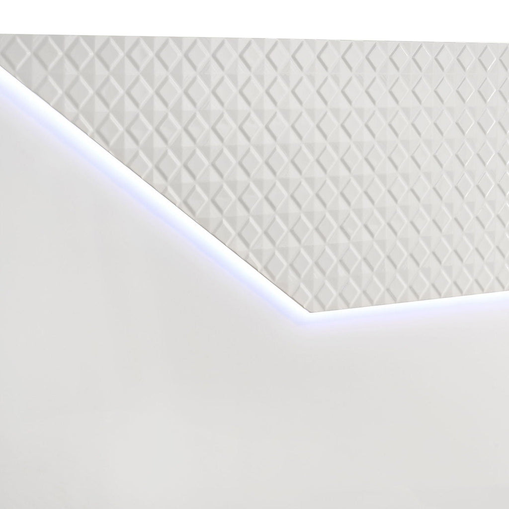 Pierce Panel Bed with LED Headboard - High Gloss Finish - White or Dark Gray