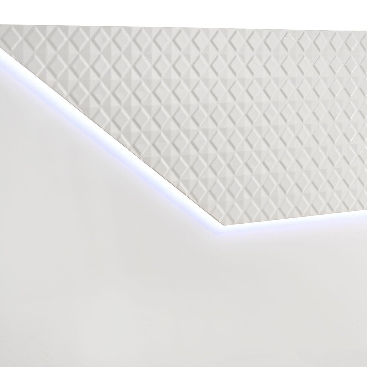 Pierce Panel Bed with LED Headboard - High Gloss Finish - White or Dark Gray