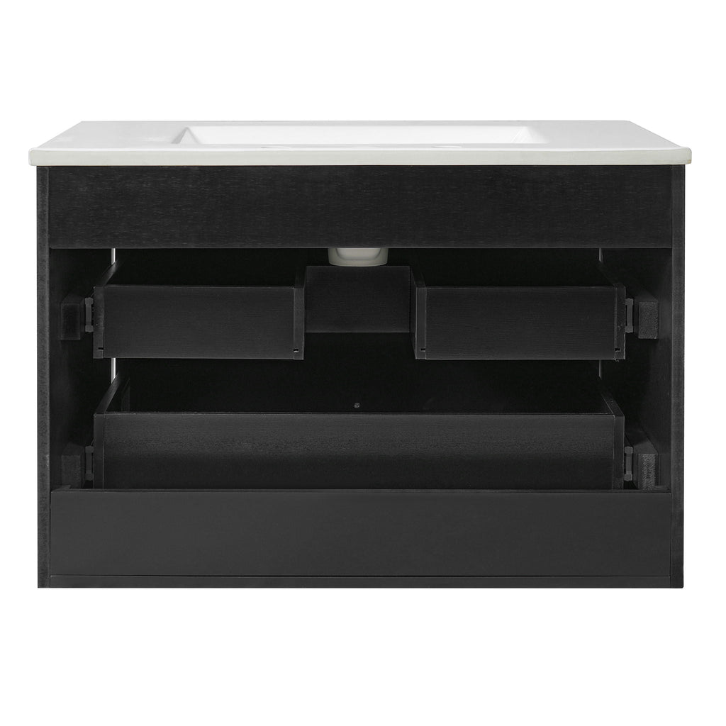Floating Bathroom Vanity with Soft Close Drawer Slides – White or Black