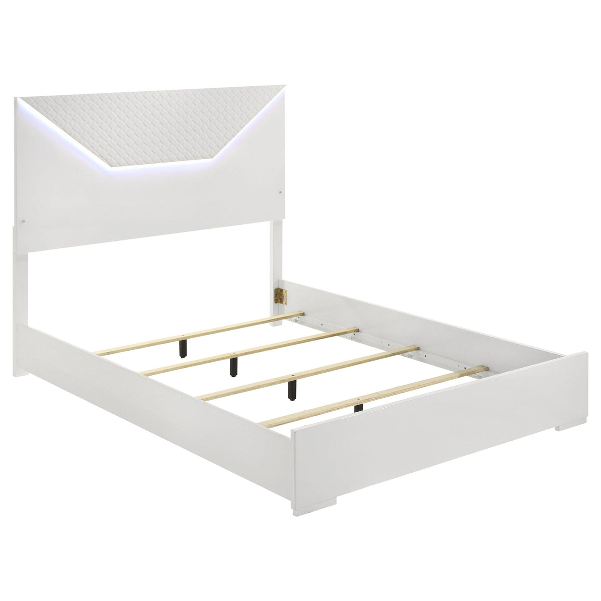 Pierce Panel Bed with LED Headboard - High Gloss Finish - White or Dark Gray