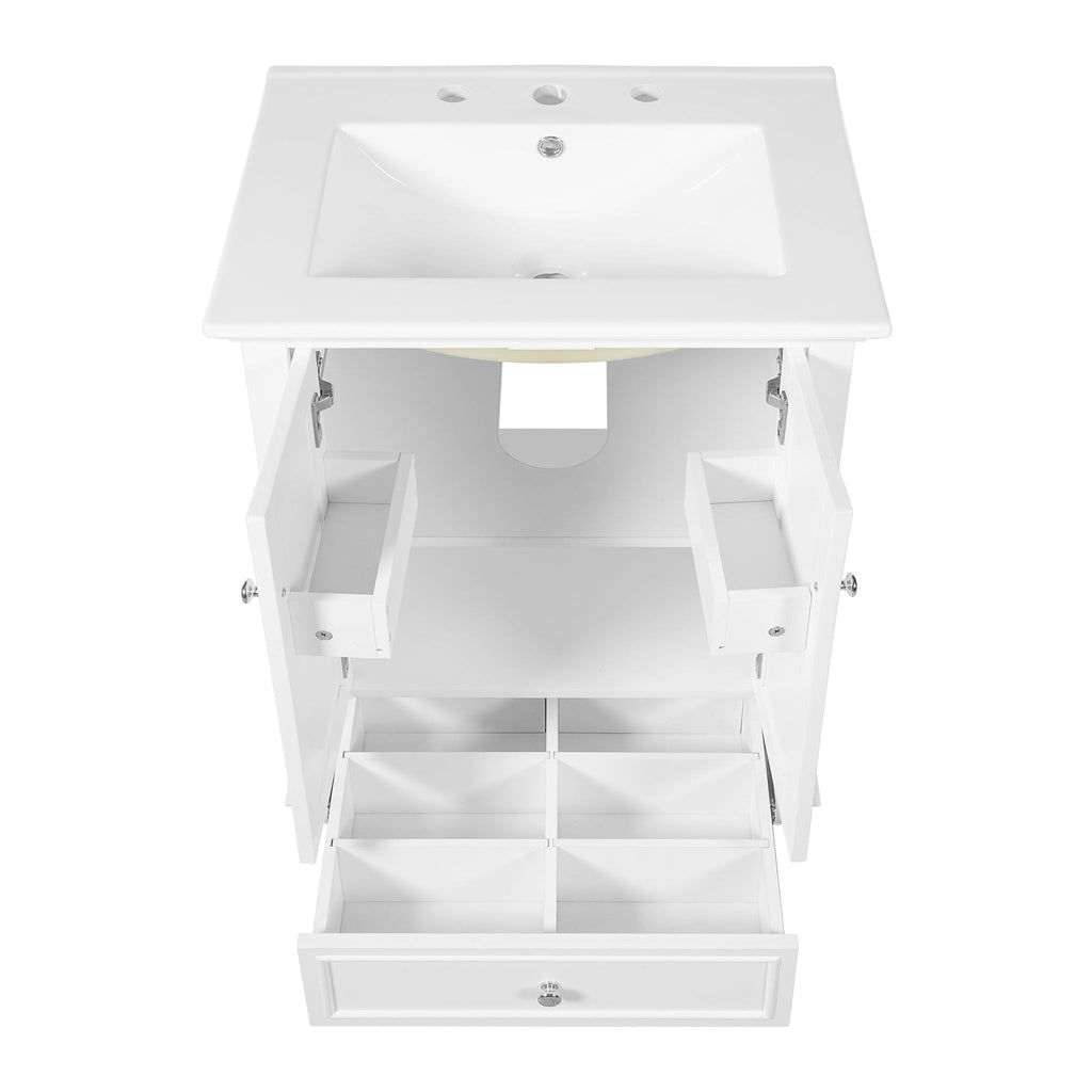 Modern Bathroom Vanity With Sink, Cabinet, And Drawers