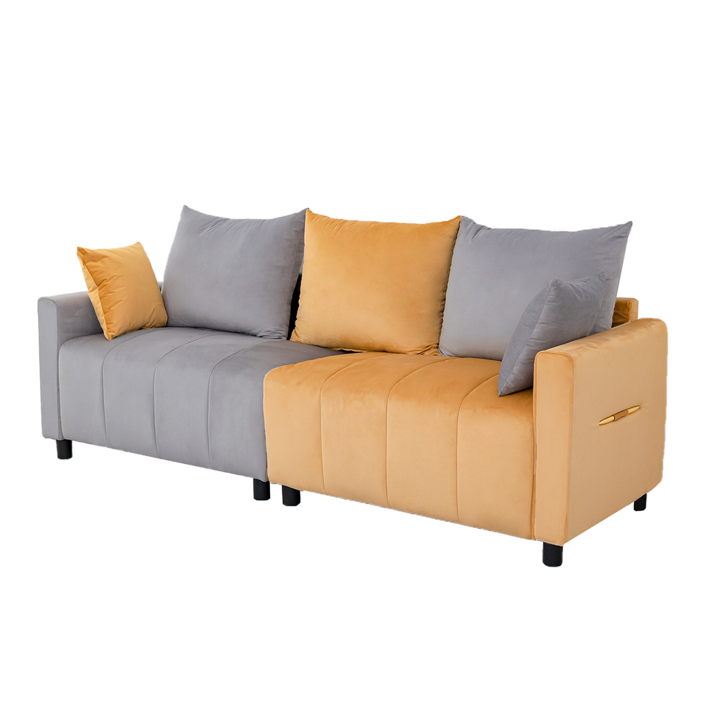 Velvet Modern 2-Seater Sofa with Chrome Accents - Light