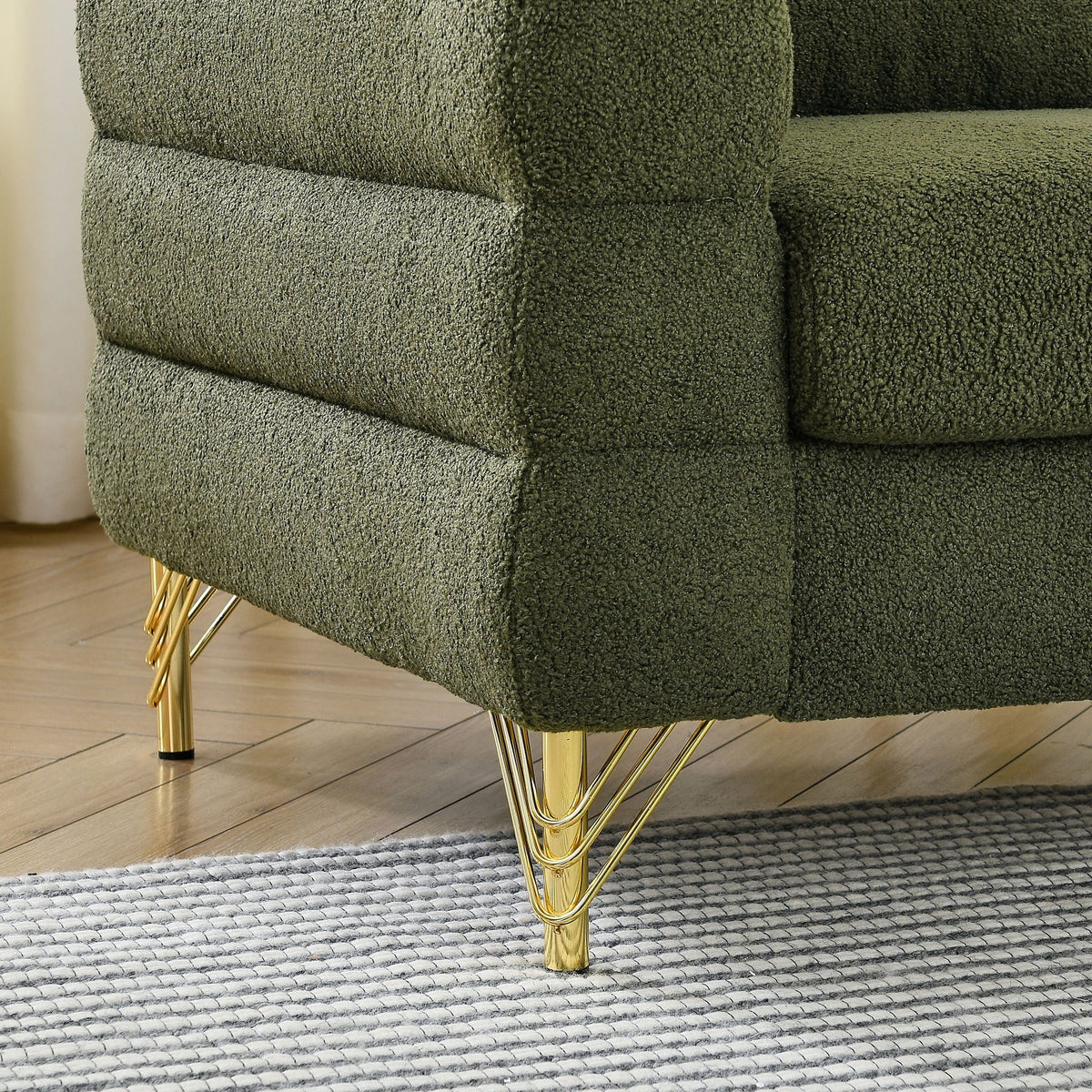 Oversized 2 Seater Sectional Sofa with Deep Seating and 2 Pillows - Dark Green or Beige