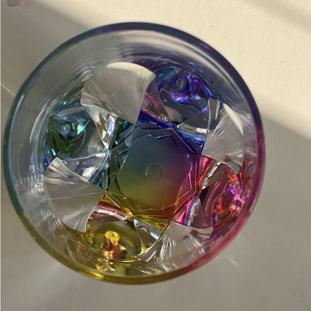 Rainbow Diamond Acrylic Glasses Drinking Set of 4 with Shatterproof Construction - Clear