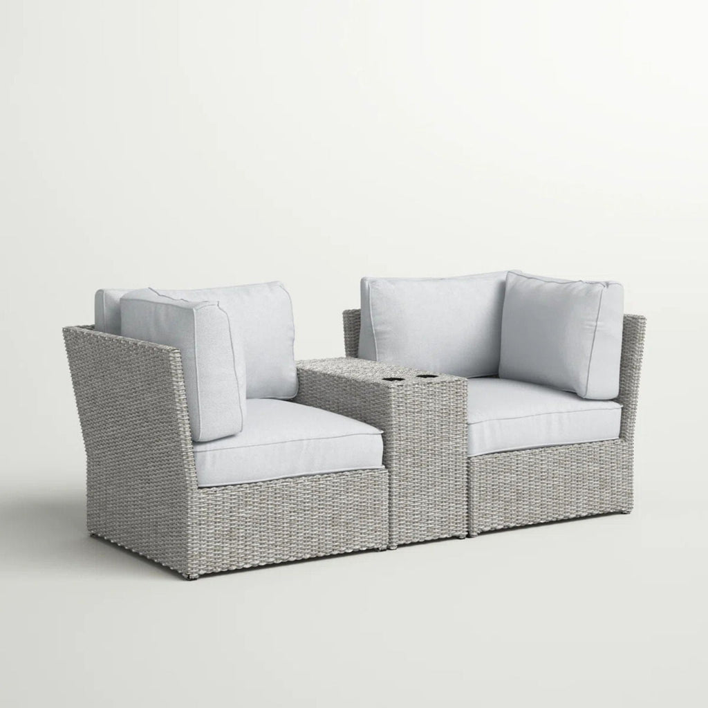 Outdoor Wicker Loveseat with Cushions - Gray or Dark Brown