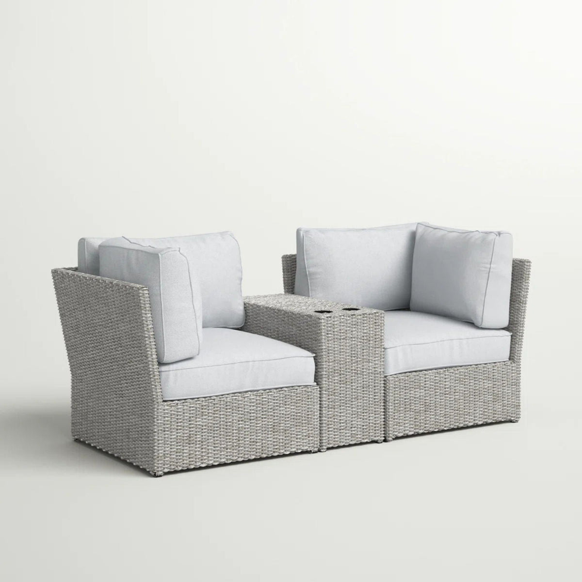 Outdoor Wicker Loveseat with Cushions - Gray or Dark Brown