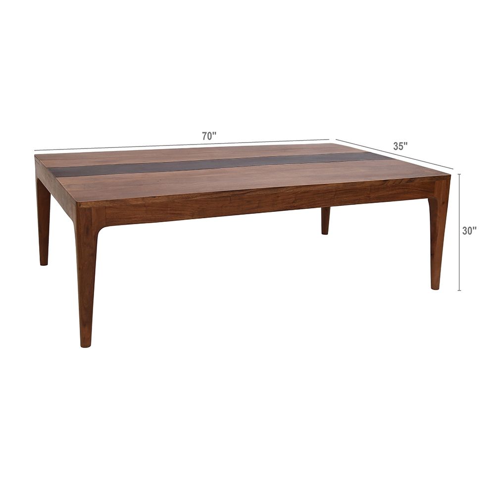 Natural Wood Dining Table with Live-Edge Inspired Detail - Brown