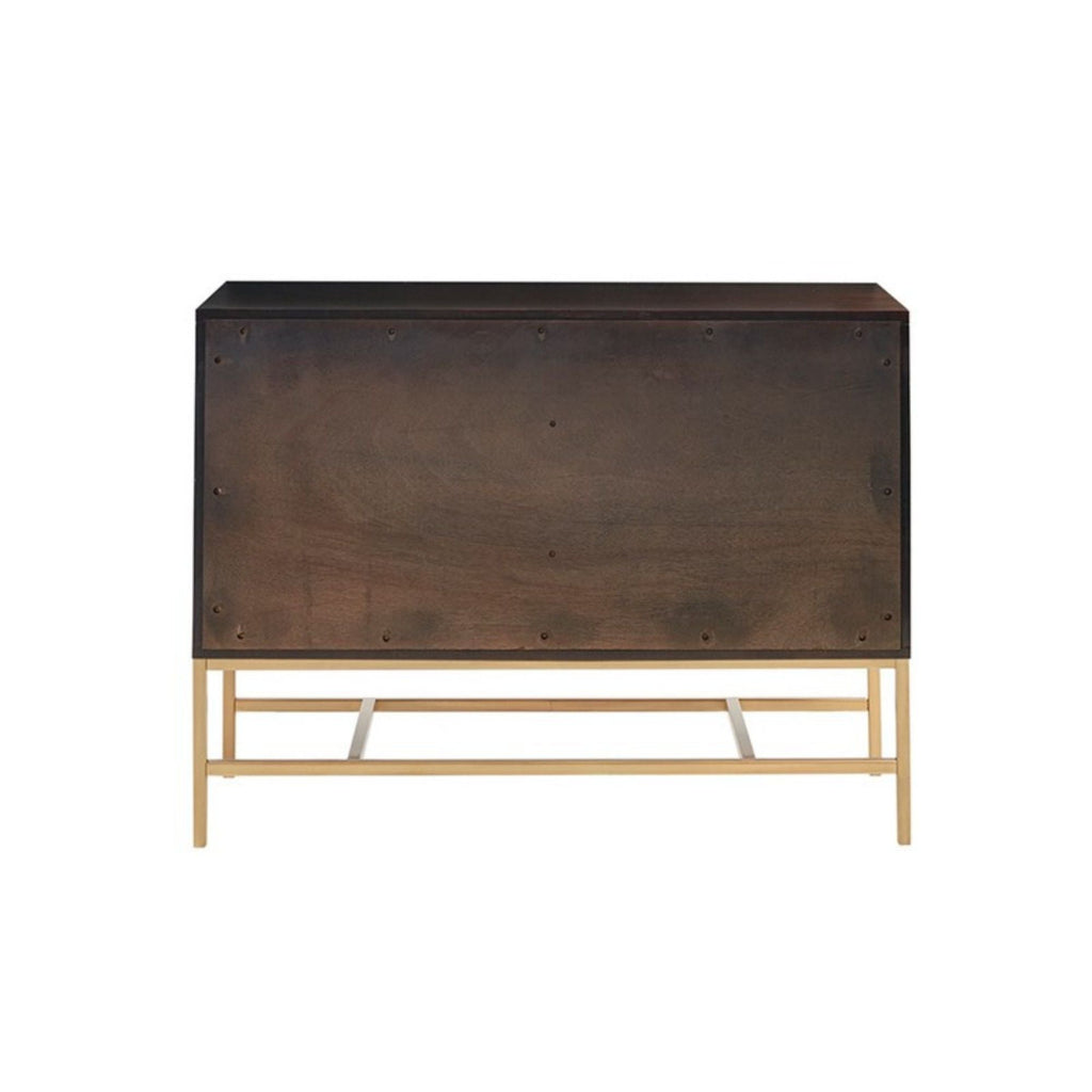 Morocco Gold Accent Cabinet with Storage and Gold Metal Base