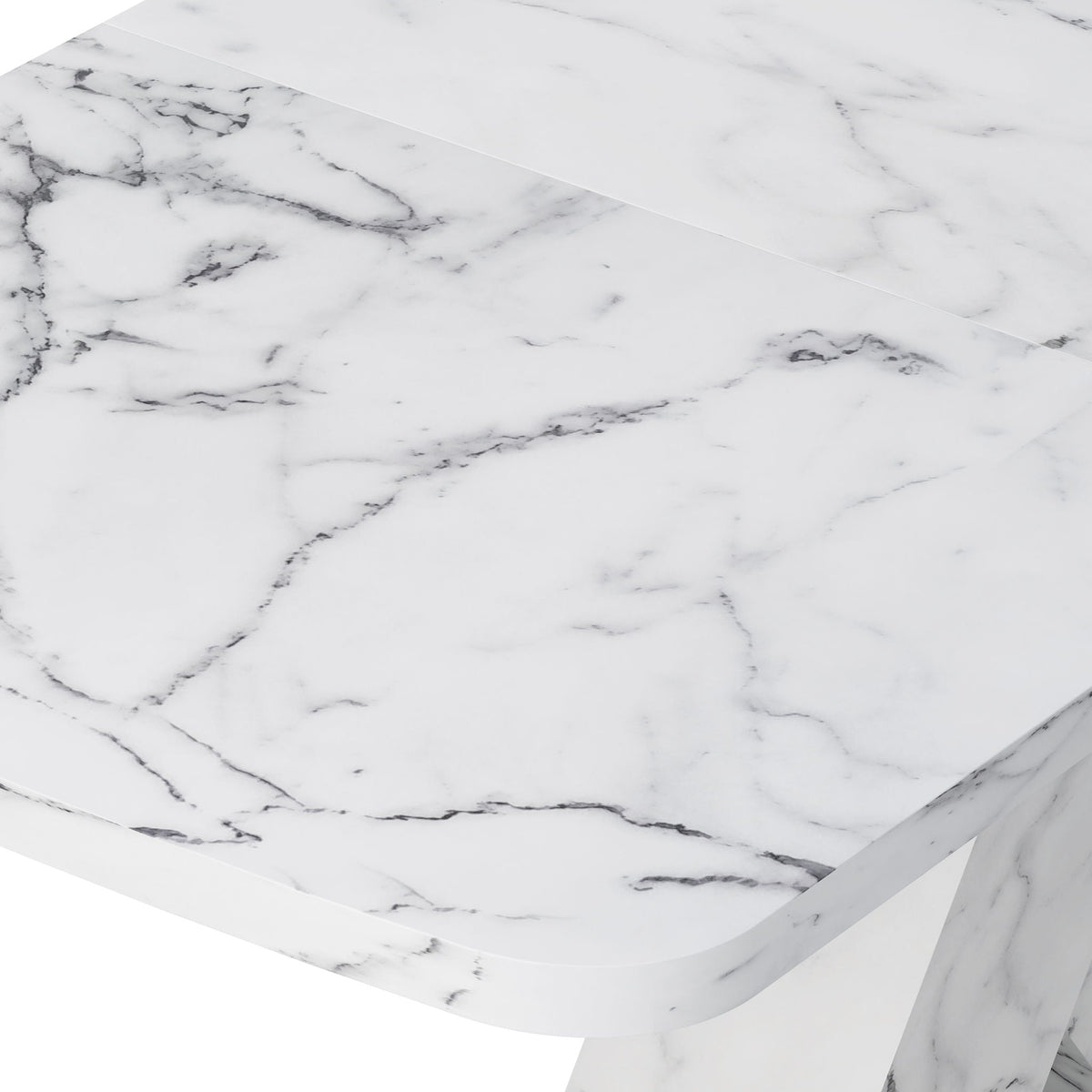 Modern Rectangle Dining Table with Stretchable Top and X Shape Legs - White or Black