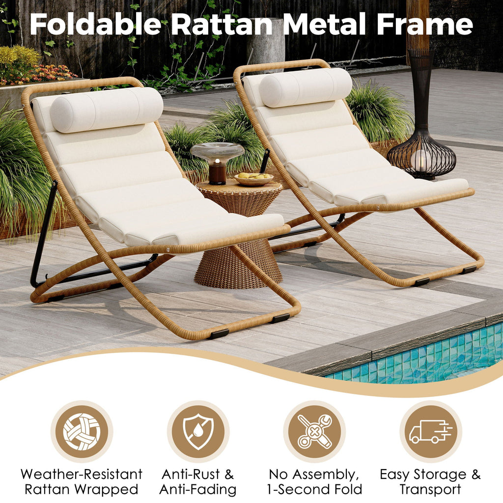 Outdoor Folding Chair Set with Adjustable Backrest – Black or Yellow