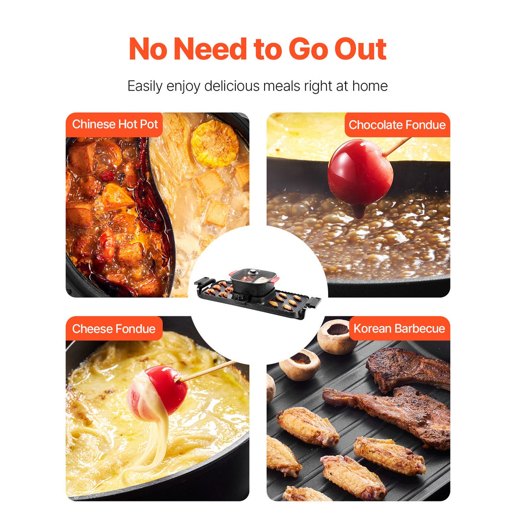 2300W 2-in-1 Electric Hot Pot with Grill - Smokeless BBQ Pan