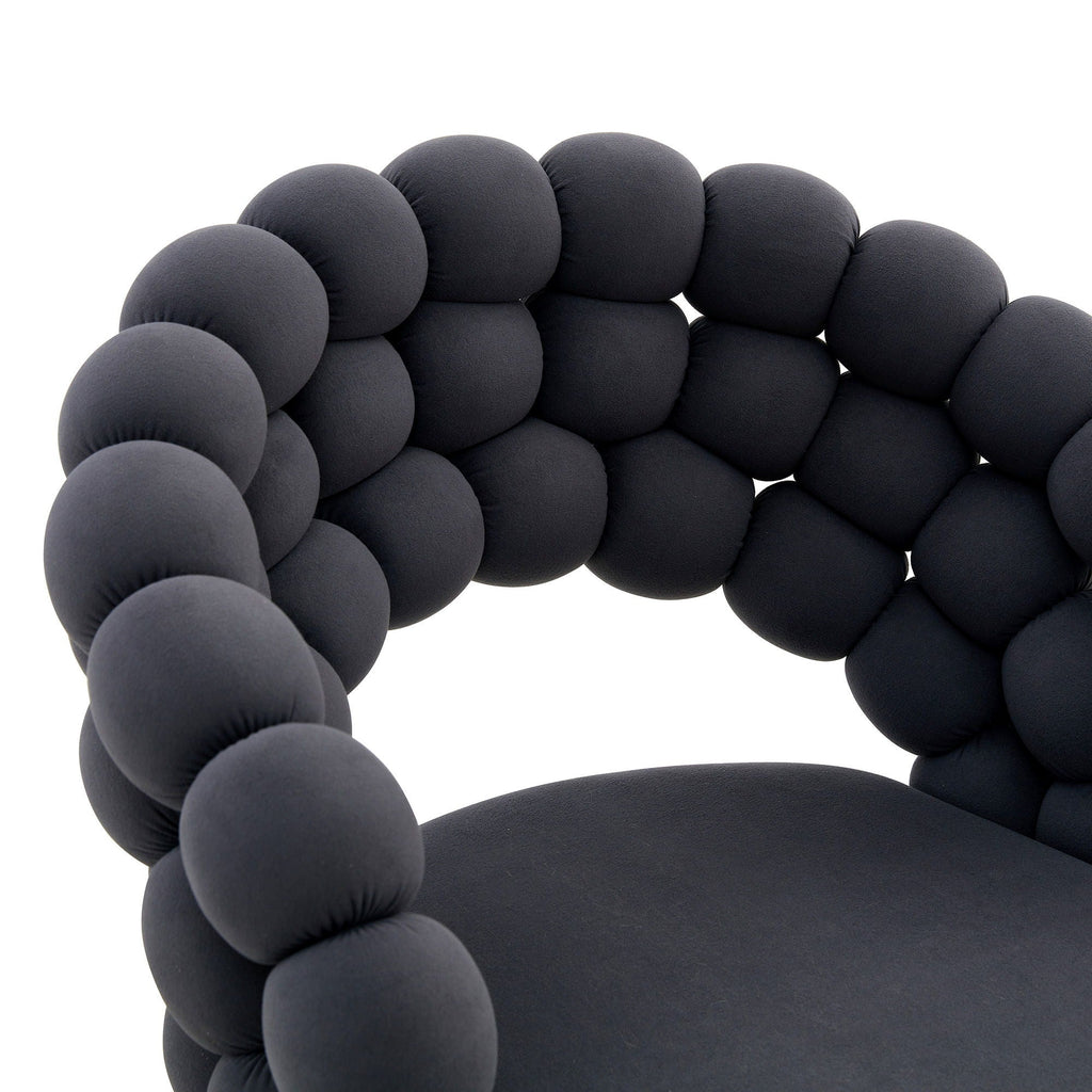 Ball Chain Bubble Dining Chair Set with Sculptural Backrest - Dark Gray, Beige, Orange