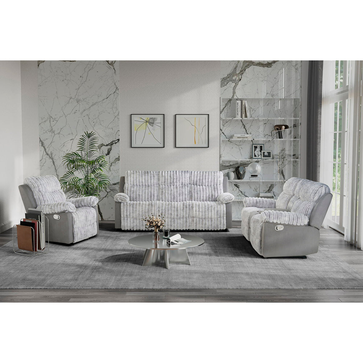 Manual Reclining Sofa with Medium Firm Support - Dark Brown or Gray