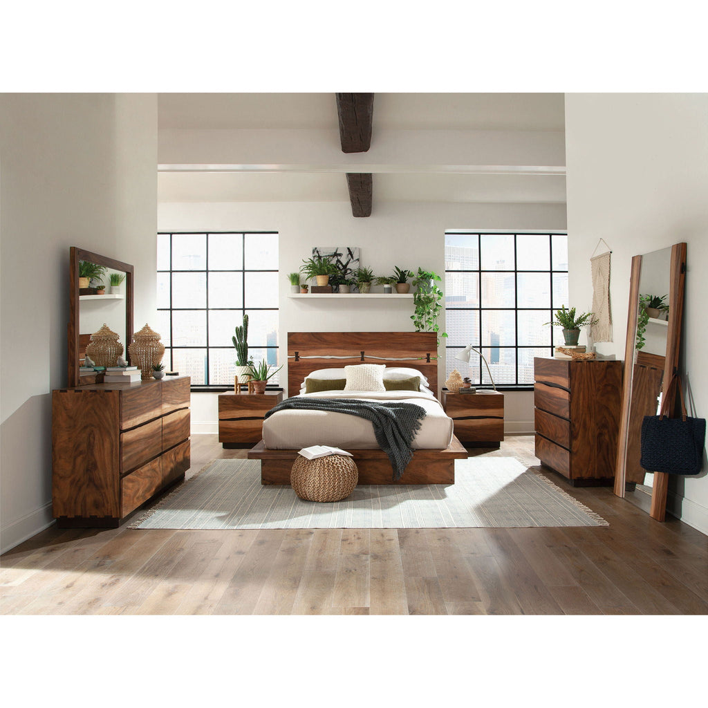 2 Drawer Nightstand with Felt-Lined Drawer - Brown