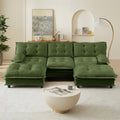 107" U Shaped Modular Sectional Sofa with Ottomans - Chenille