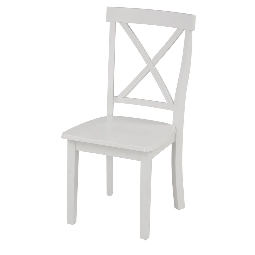 Solid Wood 5 Piece Dining Room Set with Table and 4 Chairs - White or Dark Gray