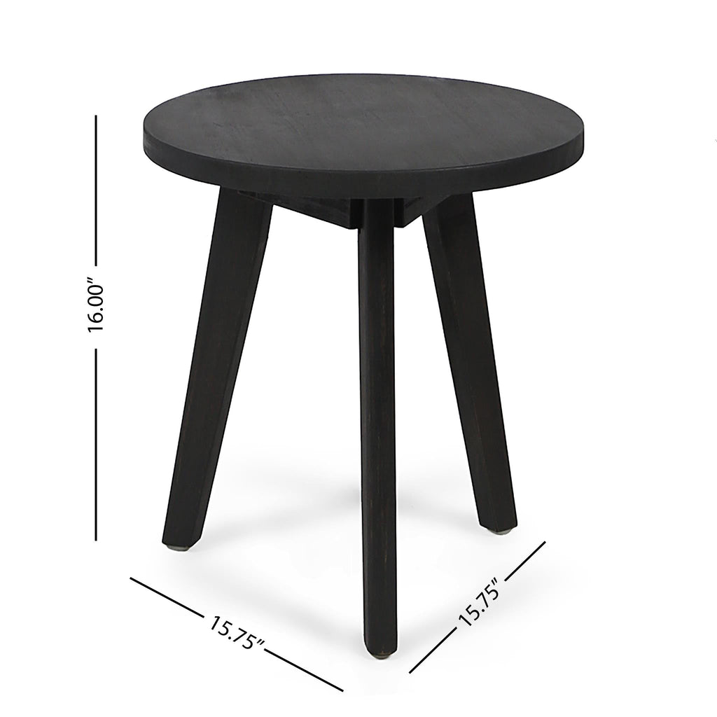 Acacia Wood Marina Side Table with Tripod Base - Gray or Light Gray