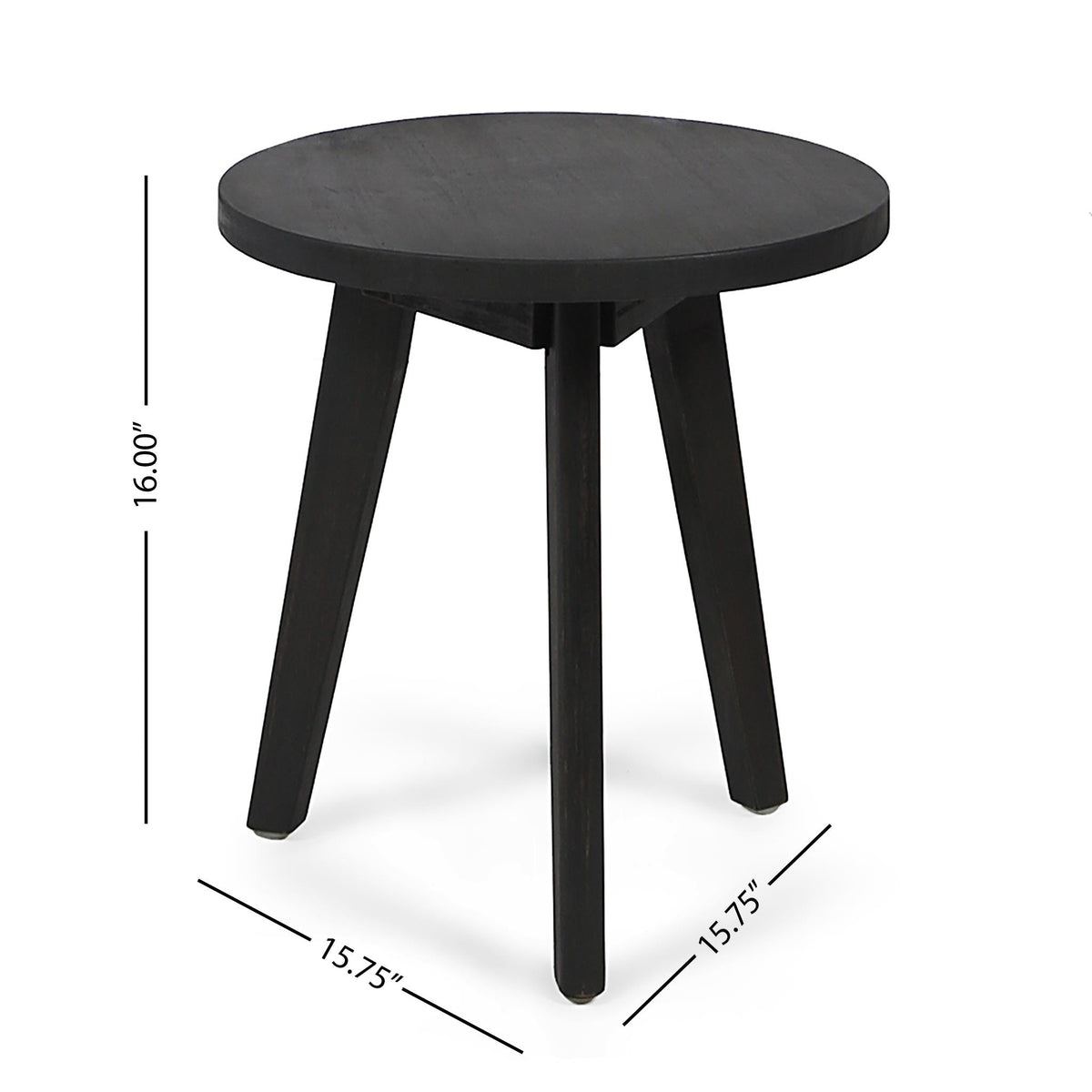 Acacia Wood Marina Side Table with Tripod Base - Gray or Light Gray