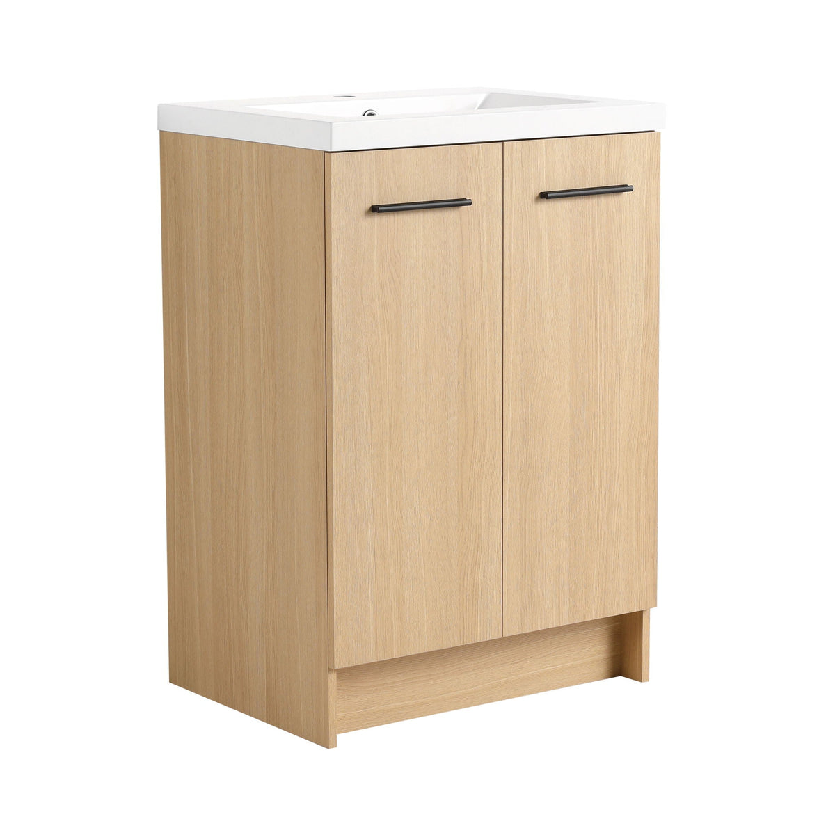 Floating Bathroom Vanity With Sink, Wall Mounted Double Door Storage - Light Brown