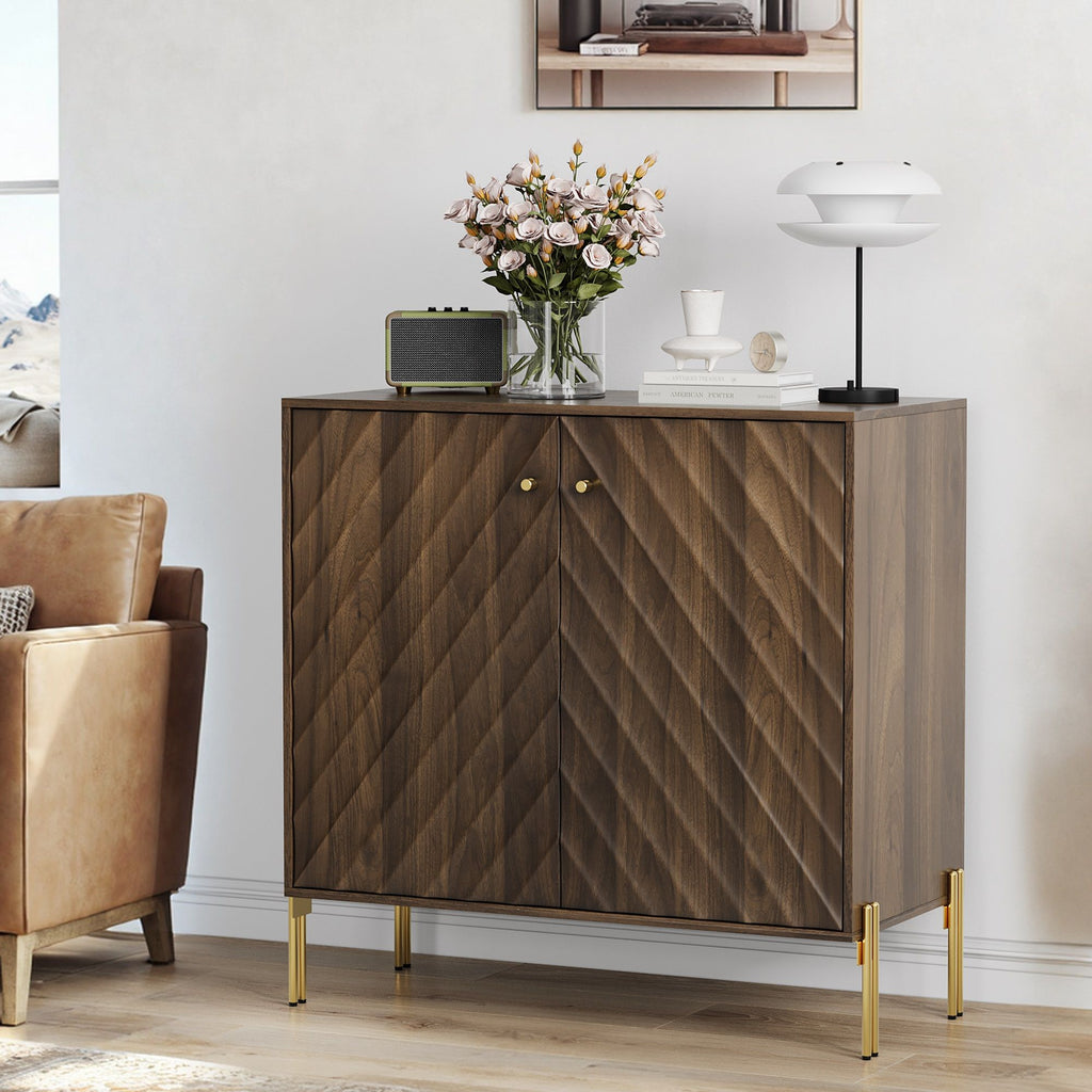 Walnut Sideboard Buffet with Storage for Living Room - Mid-Century Modern Design