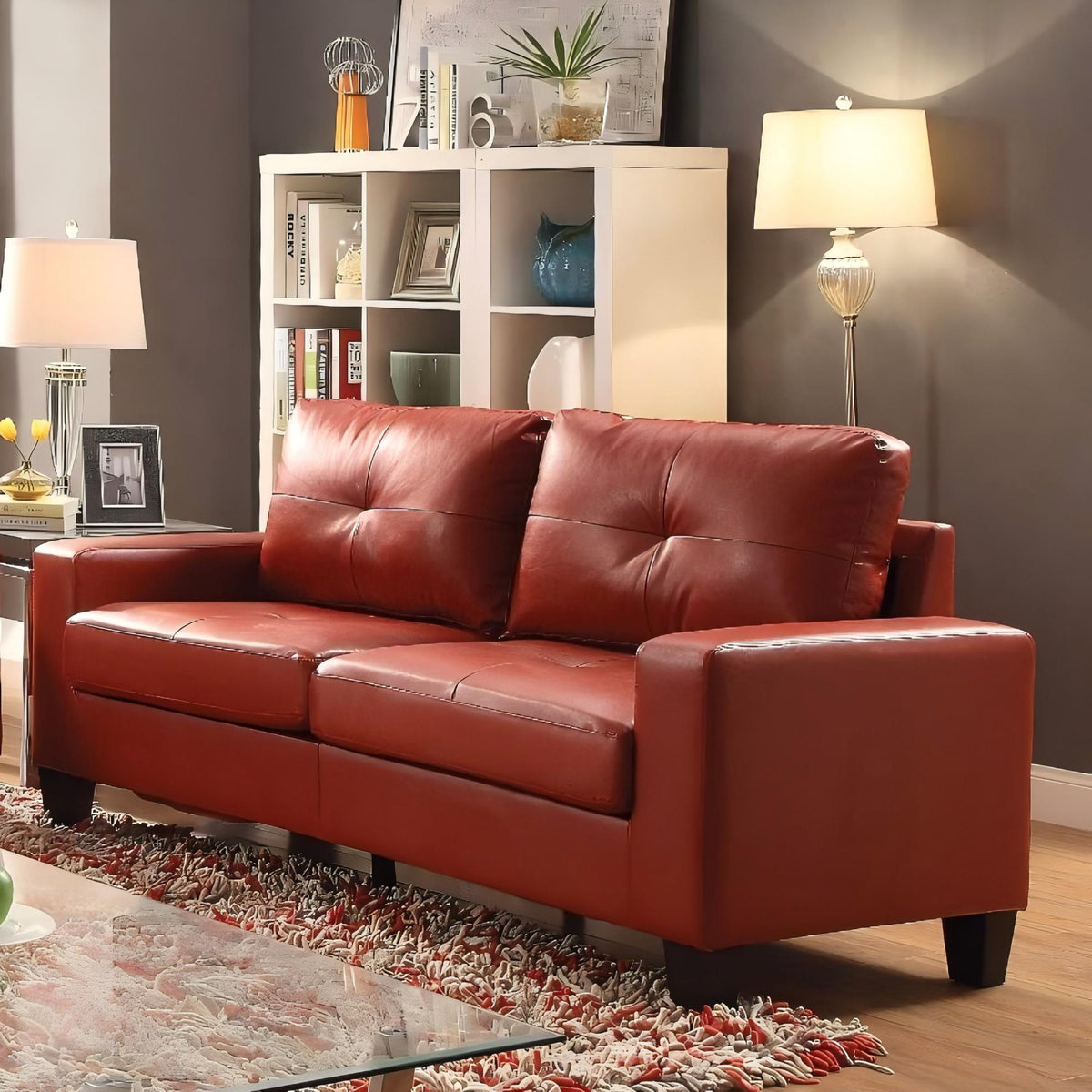 Modular Faux Leather Sofa with Modern Design - White, Black, Dark Brown, Red