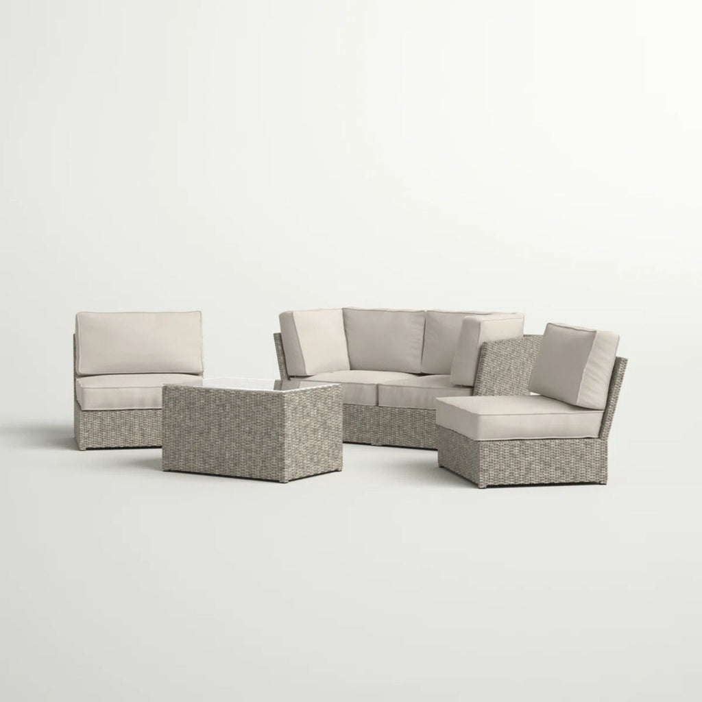 Modular Wicker Patio Seating Group with Cushions - Gray or Dark Brown