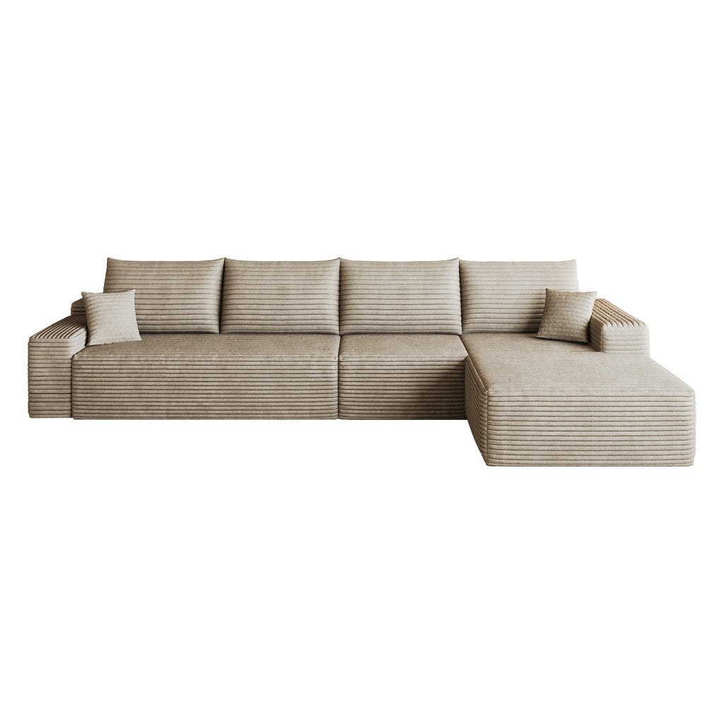 134" Cloud Sectional Couch with L-Shaped Chaise - Camel Corduroy
