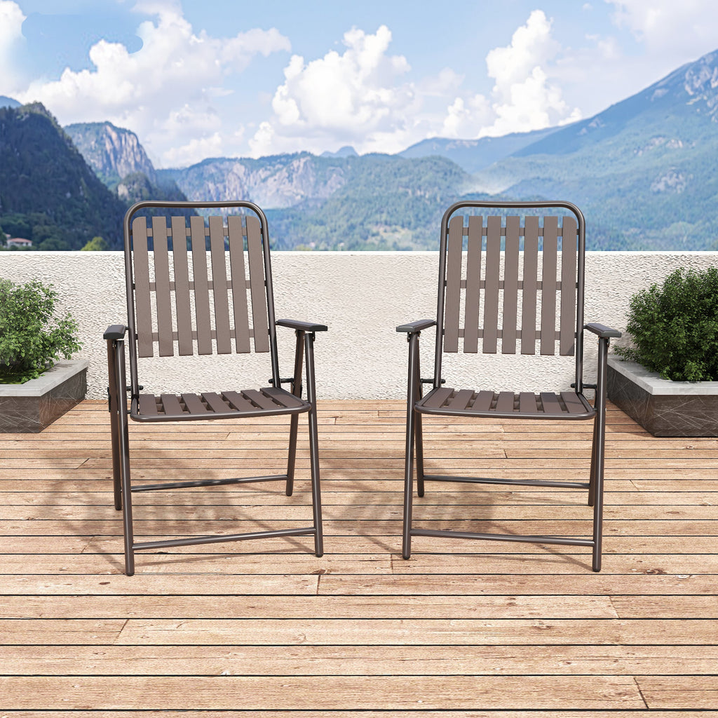 Brown 2-Piece Folding Chair with Rust-Resistant Frame - Brown