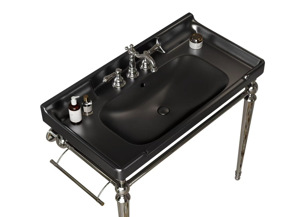 36" Bathroom Ceramic Basin with 3 Pre-Drilled Holes - Green or Black