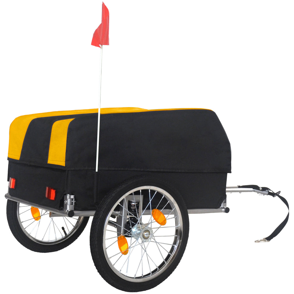 Heavy-Duty Bike Cargo Trailer with Removable Waterproof Cover - Yellow+Black, Black+Green, Black