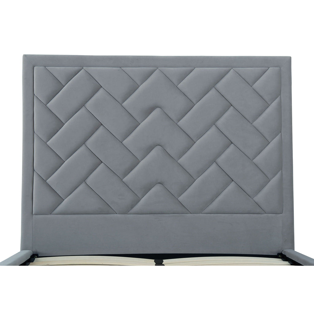 Upholstered Bed with Headboard and Slats - Multiple Colors