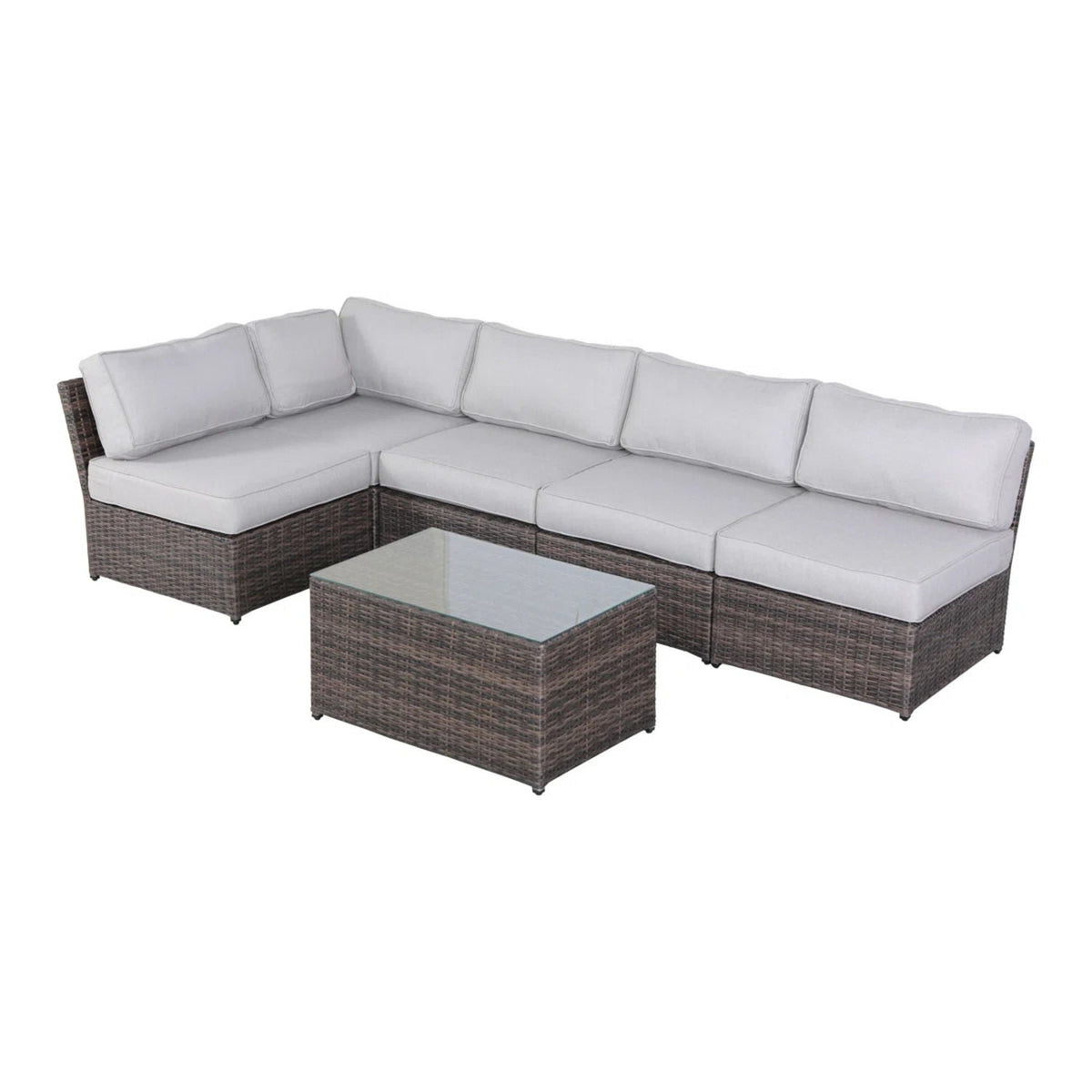 Modern Patio Rattan Sectional Set with Cushions - Multiple Colors