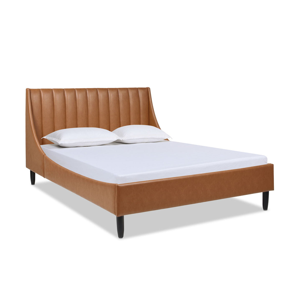 Vertical Tufted Modern Headboard Platform Bed Set with Upholstered Finish - Multiple Colors