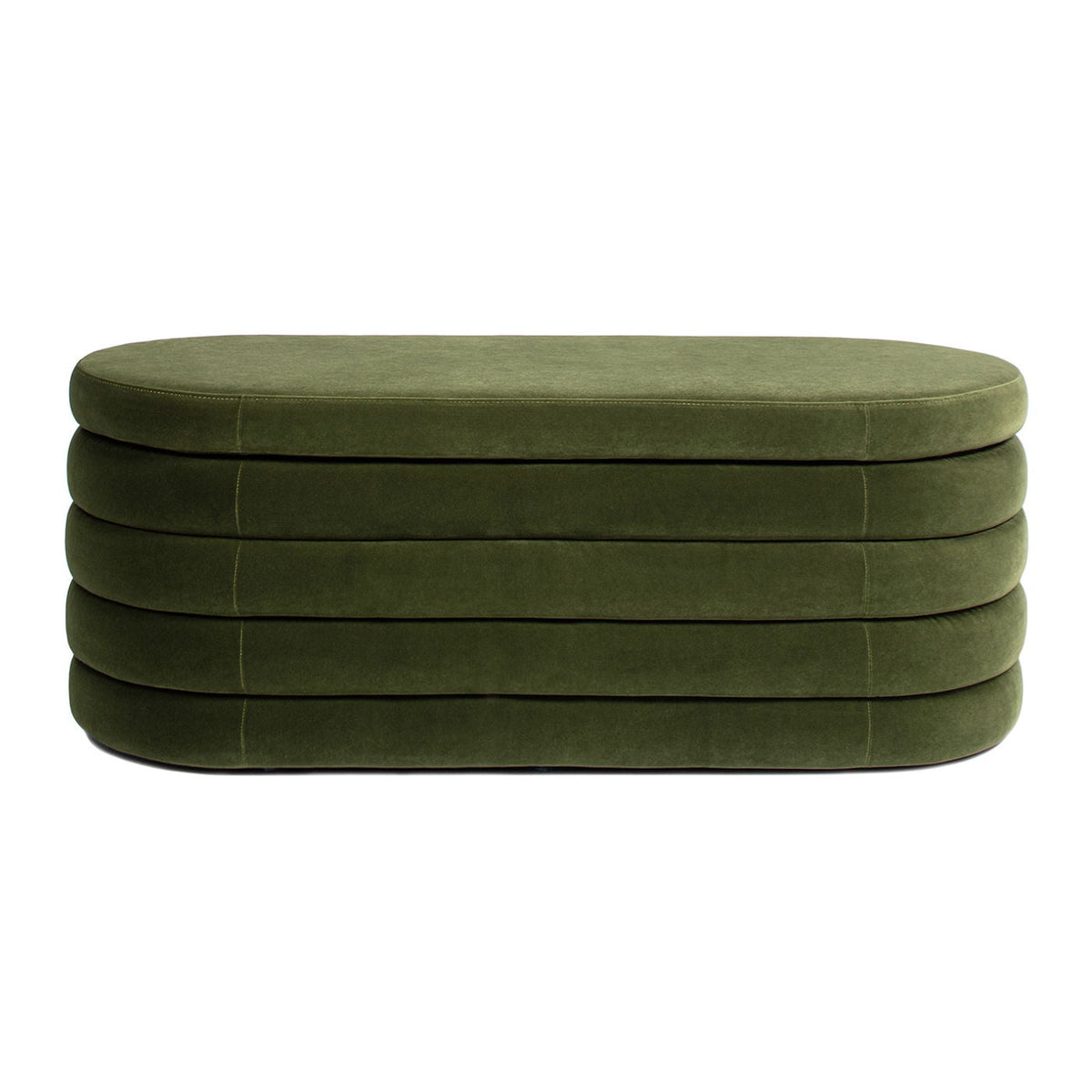 Upholstered Oval Storage Bench with Hidden Storage - Black, White or Dark Green