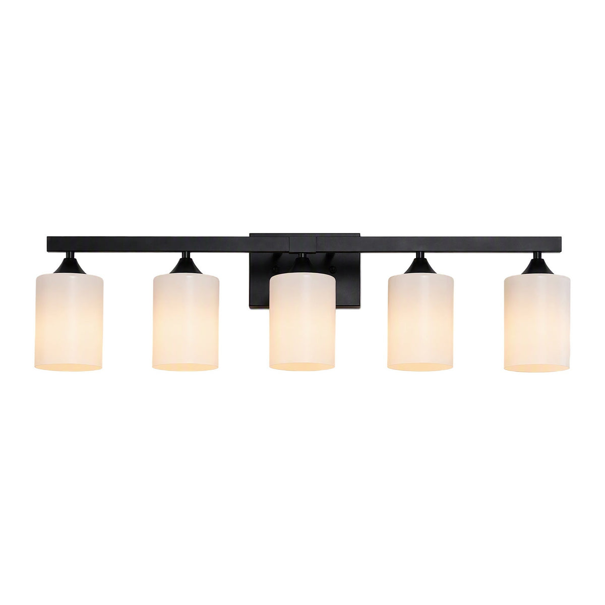 5-Light Bathroom Lighting with Matte Black Finish - Black