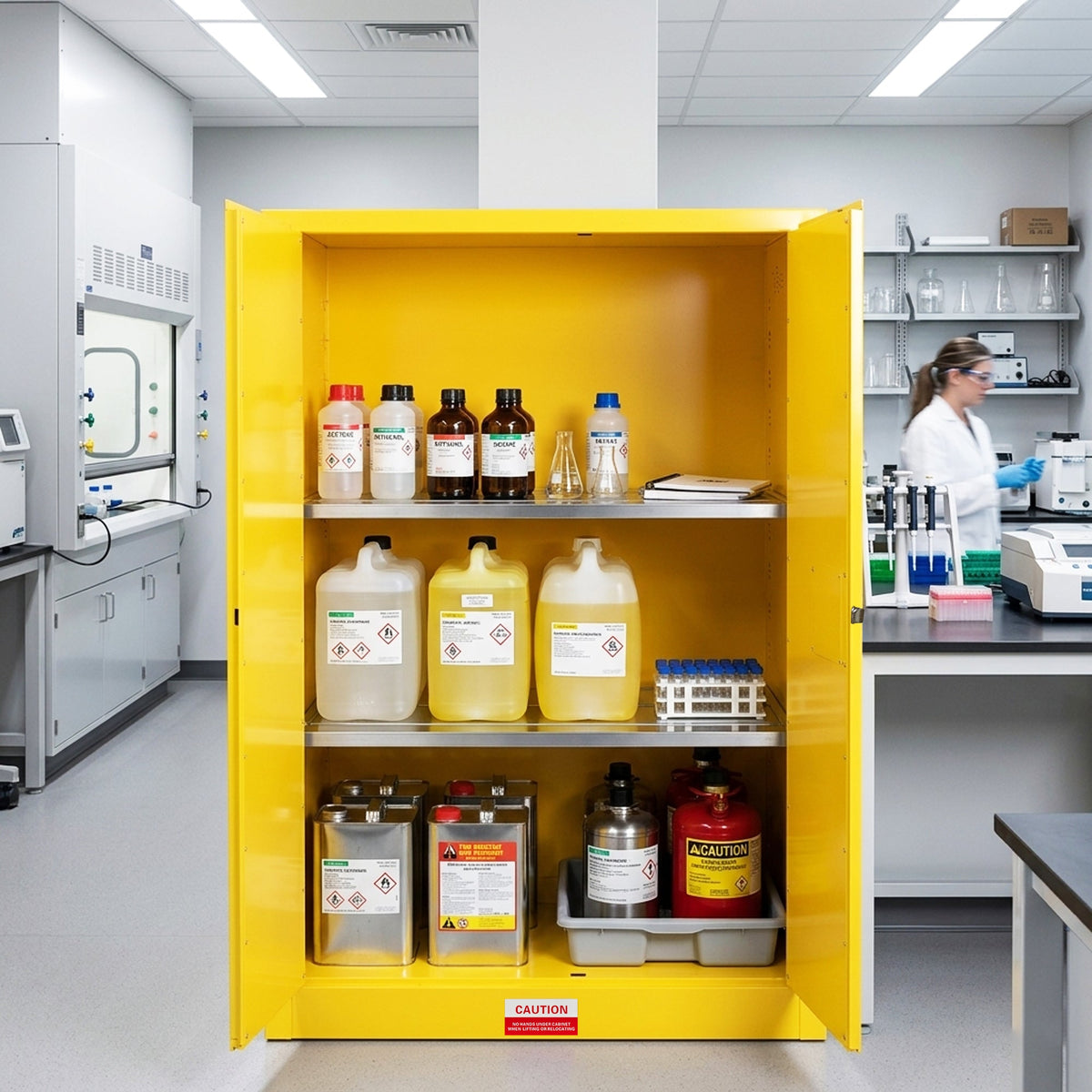 90 Gal Flammable Safety Cabinet with Fire-Resistant Construction - Yellow