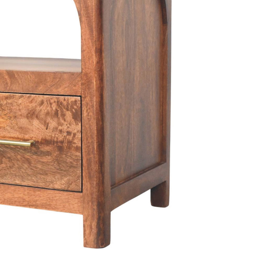 Solid Wood Arc-Line Media Console with Arch Silhouette - Roasted Almond