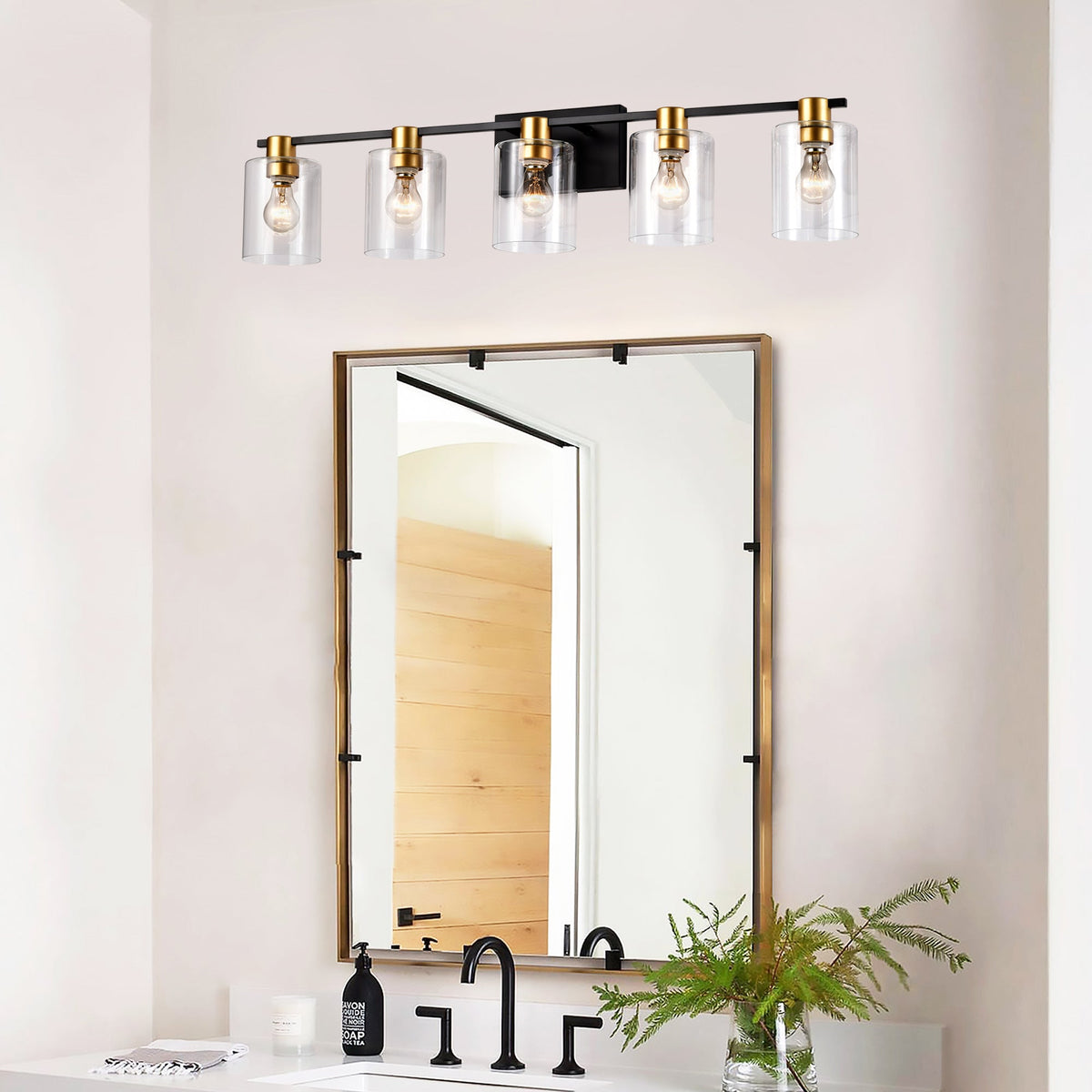 5-Light Matte Bathroom Lighting with Metal Construction - Matte Finish