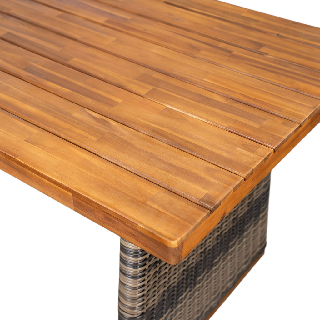 Outdoor Acacia Wood Dining Table with Slatted Top - Teak Finish