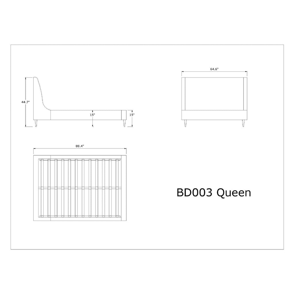 Heather Upholstered Bed with Curved Headboard - Multiple Colors
