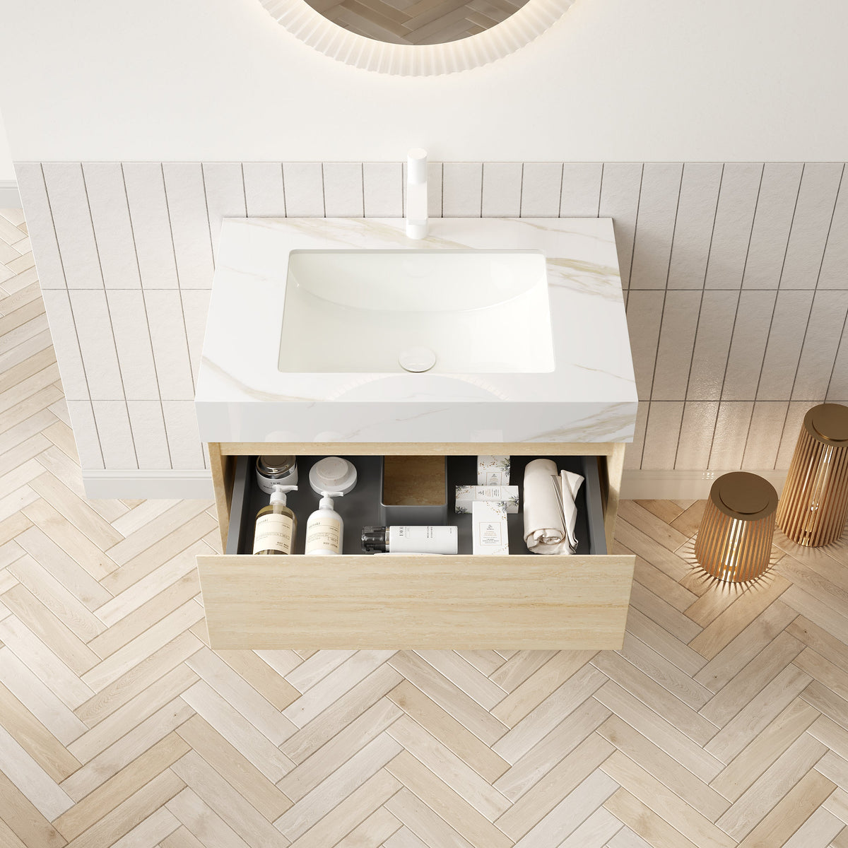 Frigga 30" Bathroom Vanity & Sink with Storage Cabinet - Oak