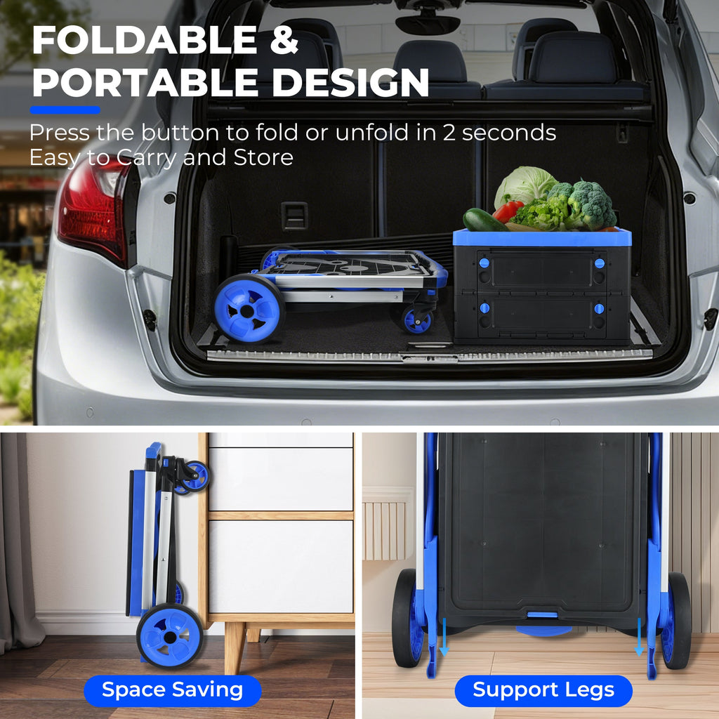 2-Tier Folding Cart with Folding Design - ABS & Aluminum