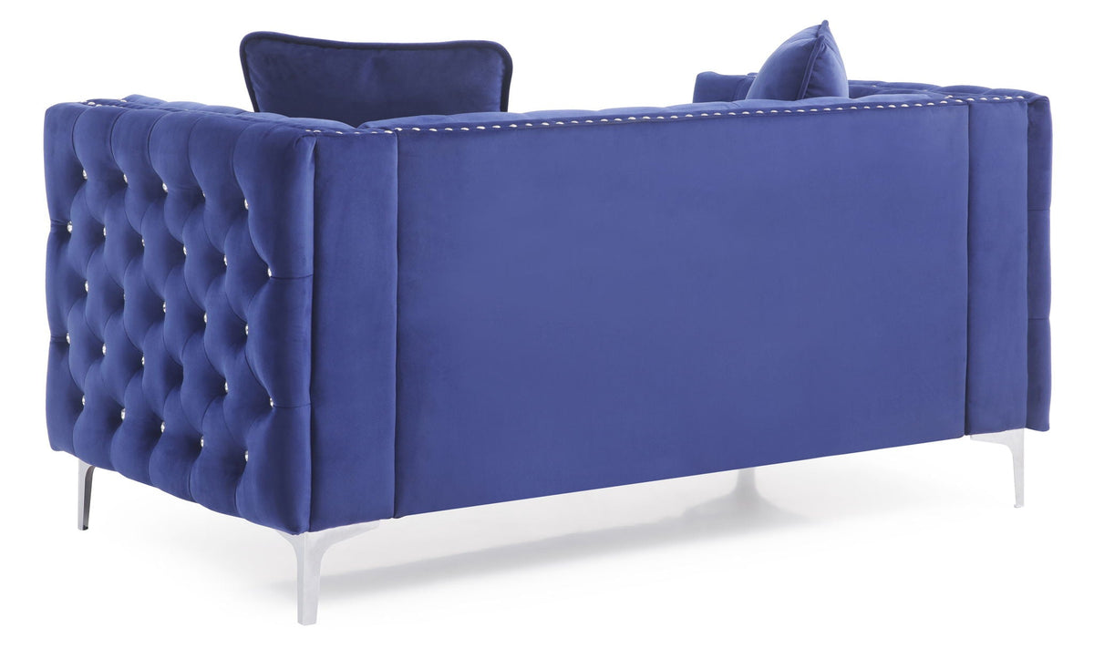 Elegant Track Arm Loveseat with Tufted Micro Suede - Multiple Colors