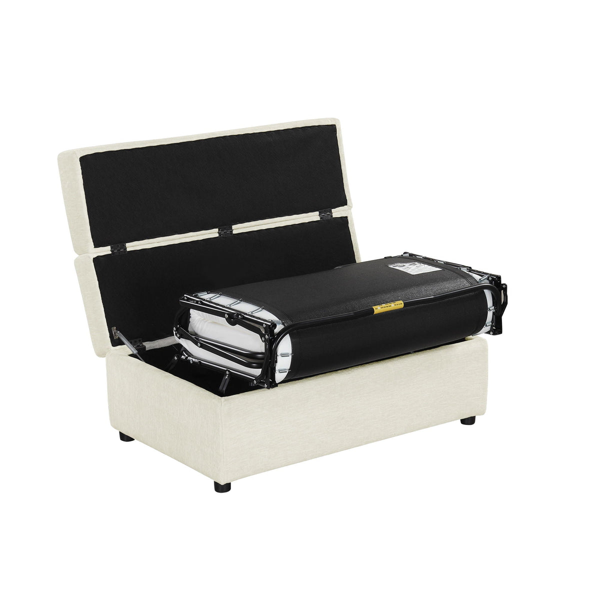 Twin Size Folding Ottoman Sleeper Bed with Mattress - Light Brown, Black, Dark Gray, White