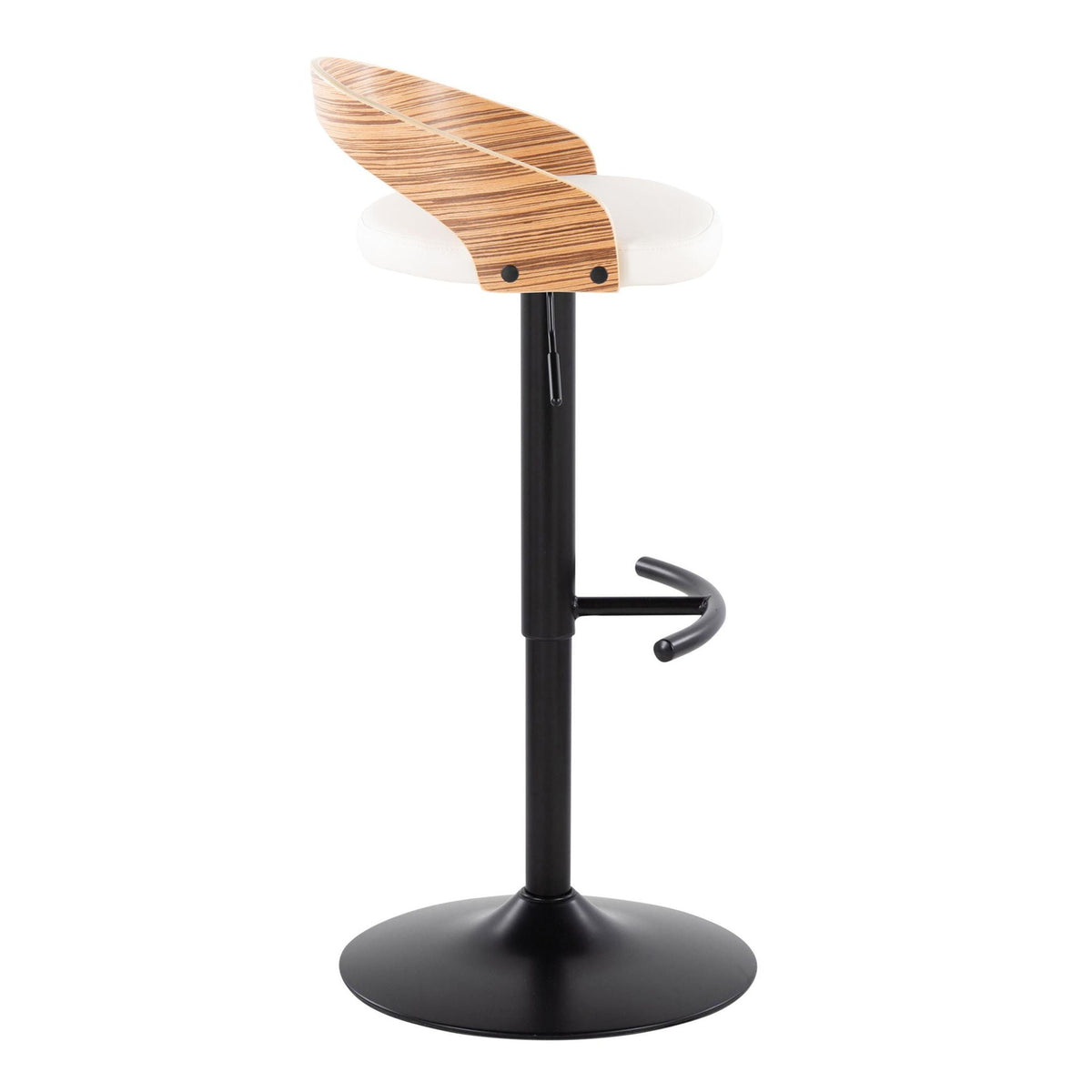 Adjustable Swivel Barstool Set with Cushioned Seat and T Footrest - White or Black