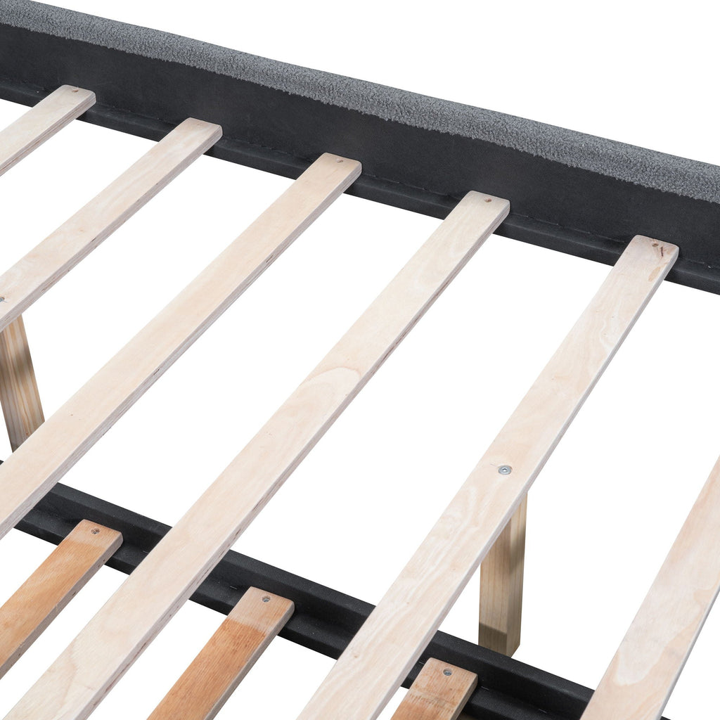 Upholstered Platform Bed With Trundle and LED Lights - Full or Queen