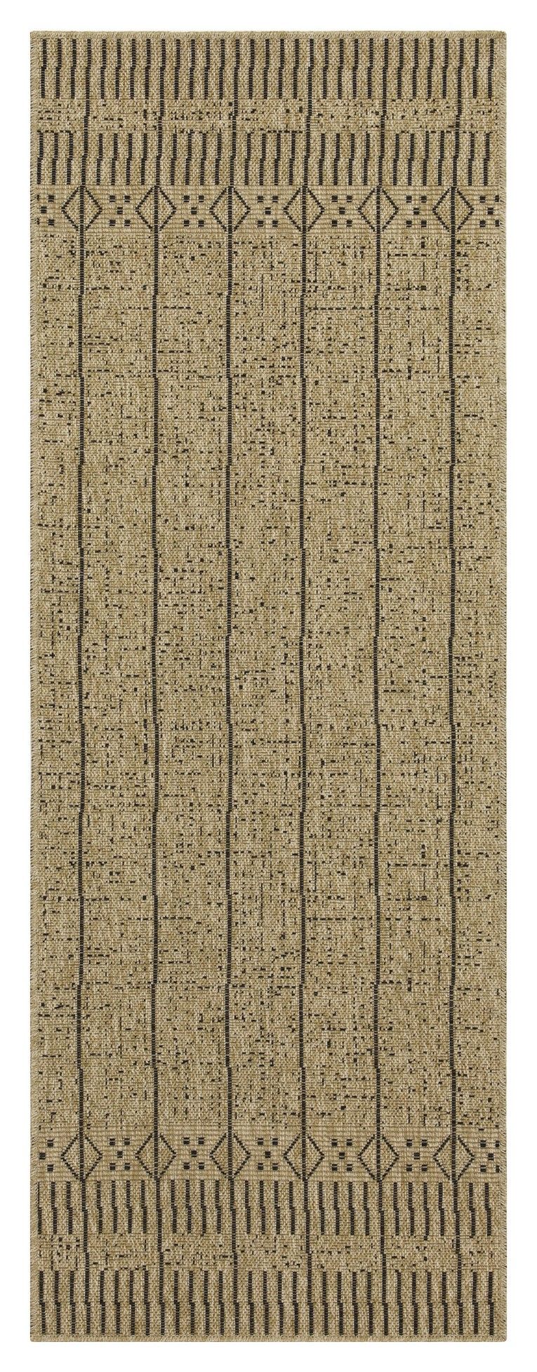 Light Brown Indoor / Outdoor Runner Rug with Flatweave - Jute Look